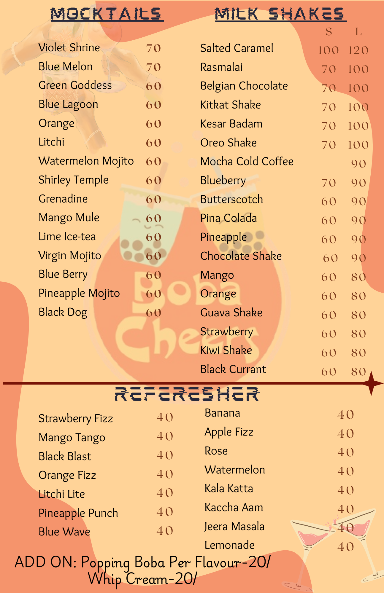 Drinks Menu
